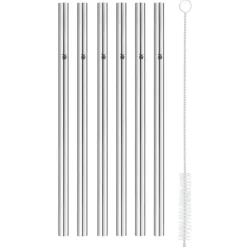 Bar- & Weinzubehör | WMF Baric Trinkhalm-Set Cromargan®, 18 cm, 6-teilig plus mit Reinigungsbürste