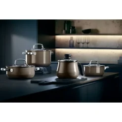 Töpfe | WMF Fusiontec Mineral Kochtopf mit Glasdeckel, 24 cm, Dark Brass