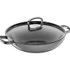 Pfannen | WMF Fusiontec Mineral Wok mit Glasdeckel, 32 cm, Platinum
