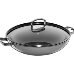 Pfannen | WMF Fusiontec Mineral Wok mit Glasdeckel, 36 cm, Platinum