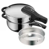 Schnellkochtöpfe | WMF Perfect One Pot Schnellkochtopf-Set mit Dampfgareinsatz, 22 cm, 4,5 und 3,0 Liter, stapelbar