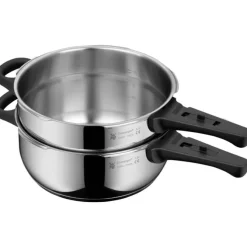 Schnellkochtöpfe | WMF Perfect One Pot Schnellkochtopf-Set mit Dampfgareinsatz, 22 cm, 4,5 und 3,0 Liter, stapelbar