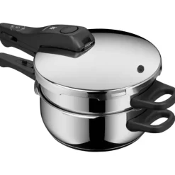 Schnellkochtöpfe | WMF Perfect One Pot Schnellkochtopf-Set mit Dampfgareinsatz, 22 cm, 4,5 und 3,0 Liter, stapelbar