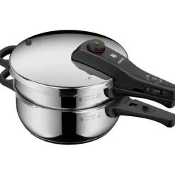 Schnellkochtöpfe | WMF Perfect One Pot Schnellkochtopf-Set mit Dampfgareinsatz, 22 cm, 4,5 und 3,0 Liter, stapelbar