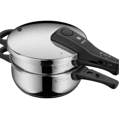 Schnellkochtöpfe | WMF Perfect One Pot Schnellkochtopf-Set mit Dampfgareinsatz, 22 cm, 4,5 und 3,0 Liter, stapelbar
