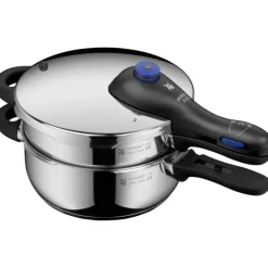 Schnellkochtöpfe | WMF Perfect Plus One Pot Schnellkochtopf-Set mit Dampfgareinsatz, 22 cm, 4,5 und 3,0 Liter, stapelbar