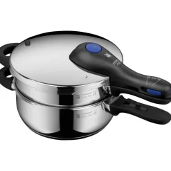 Schnellkochtöpfe | WMF Perfect Plus One Pot Schnellkochtopf-Set mit Dampfgareinsatz, 22 cm, 4,5 und 3,0 Liter, stapelbar