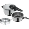 Schnellkochtöpfe | WMF Perfect Premium One Pot Schnellkochtopf-Set mit Dampfgareinsatz, 22 cm, 4,5 und 3,0 Liter