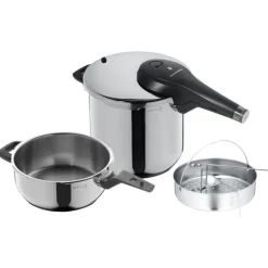 Schnellkochtöpfe | WMF Perfect Premium One Pot Schnellkochtopf-Set mit Dampfgareinsatz, 22 cm, 6,5 und 3,0 Liter