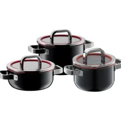 Töpfe | WMF Fusiontec Functional Topfset 3-teilig, mit Glasdeckel, Black